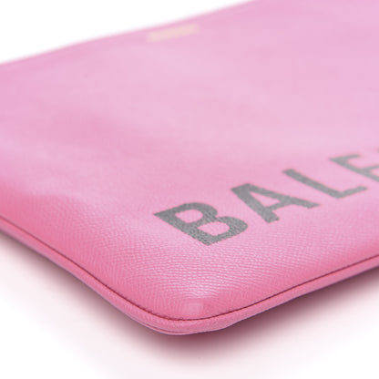 Balenciaga Signature Grained Calfskin Large Ville Zip Pouch Rose Bubblegum Black 8 of 9