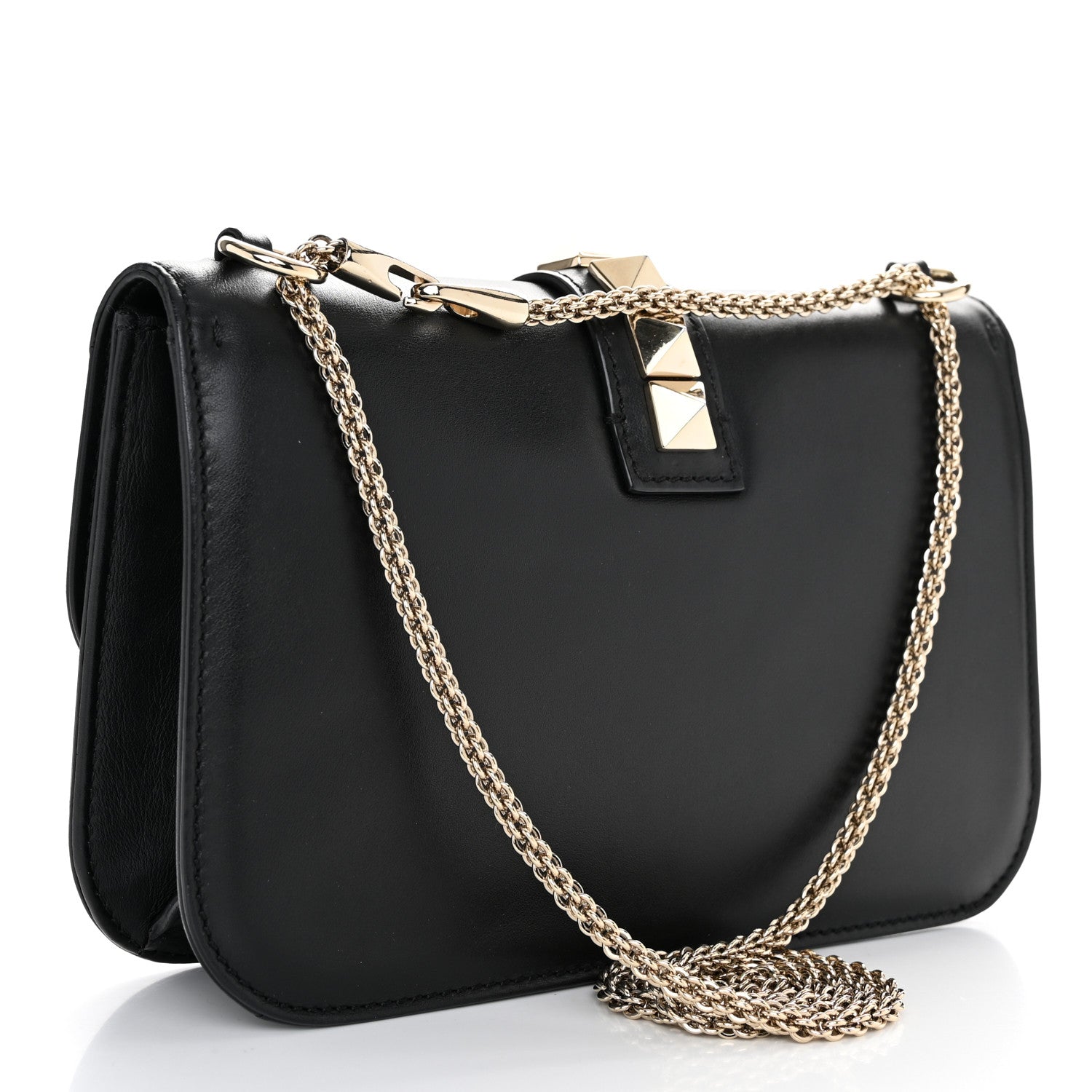 Valentino Garavani Vitello Medium Glam Lock Rockstud Flap Black 3 of 10