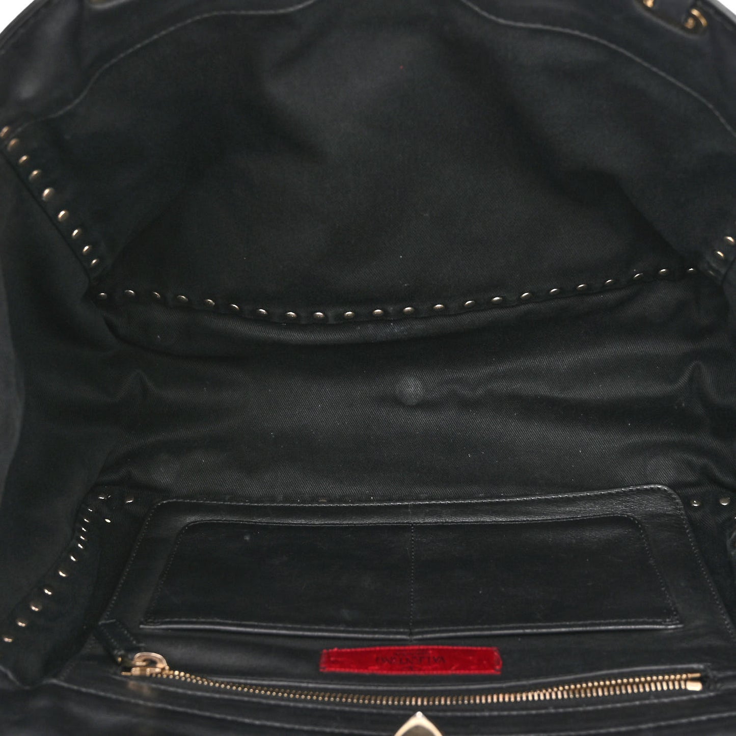 Vitello Medium Rockstud Tote Black