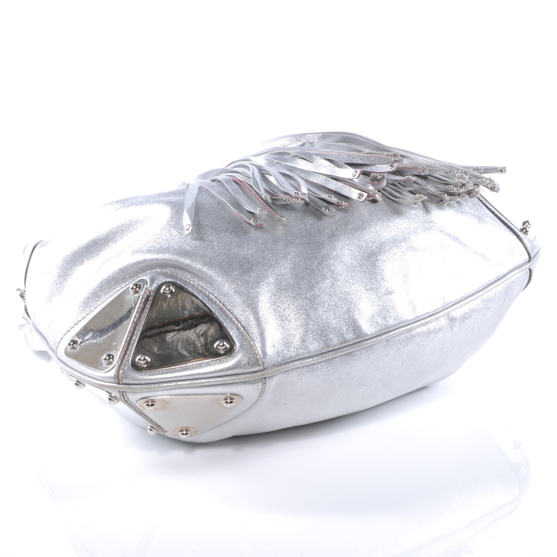 Gucci Leather Medium Indy Top Handle Hobo Silver 4 of 7