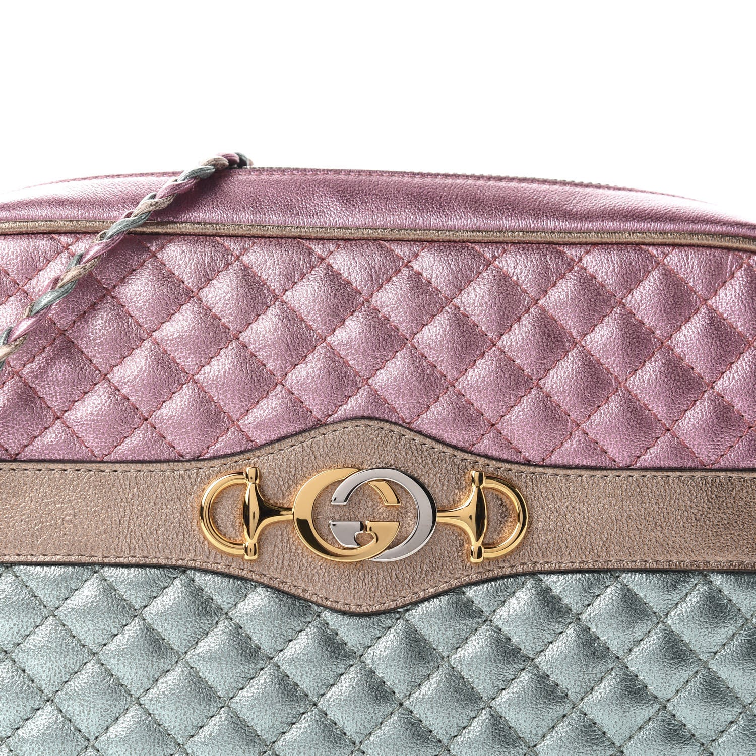 Gucci Laminated Nappa Trapuntata Small Zumi Shoulder Bag Rosa Lago Rame 10 of 10