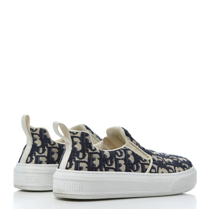 Christian Dior Canvas Oblique Embroidered Womens Solar Slip On Sneakers 37.5 Deep Blue 4 of 15