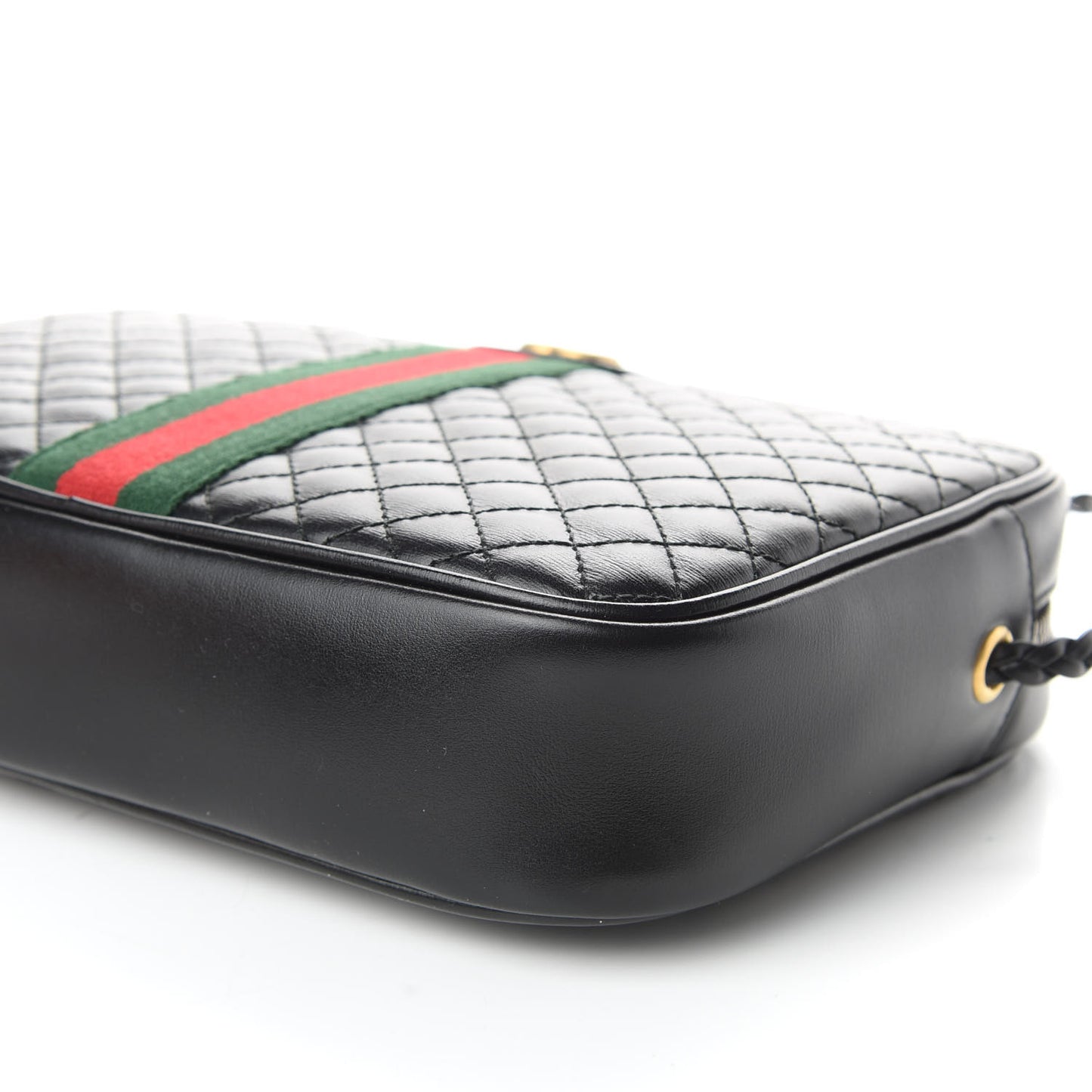 Calfskin Web Trapuntata Small GG Shoulder Bag Black