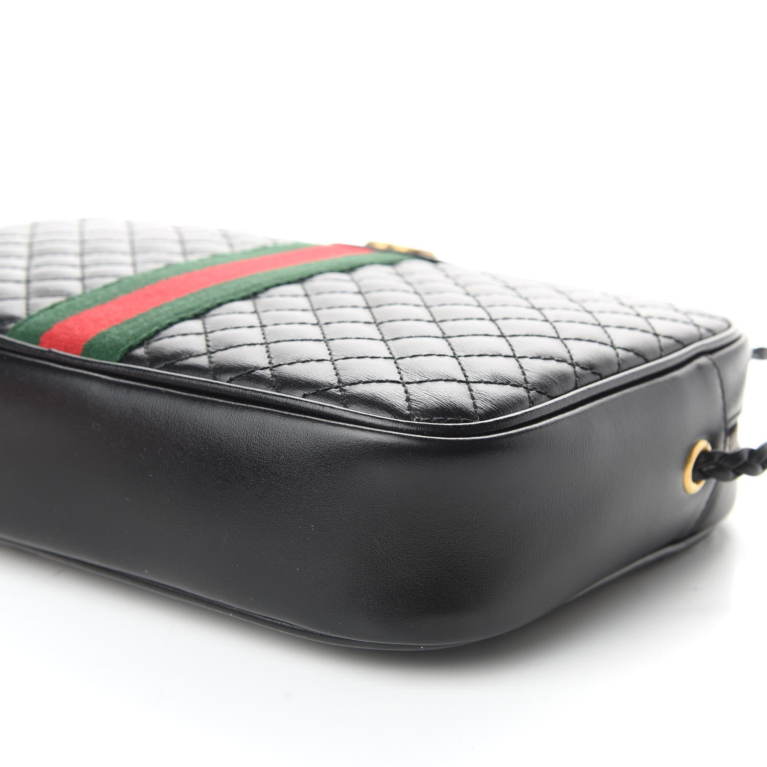 Gucci Calfskin Web Trapuntata Small GG Shoulder Bag Black 6 of 9