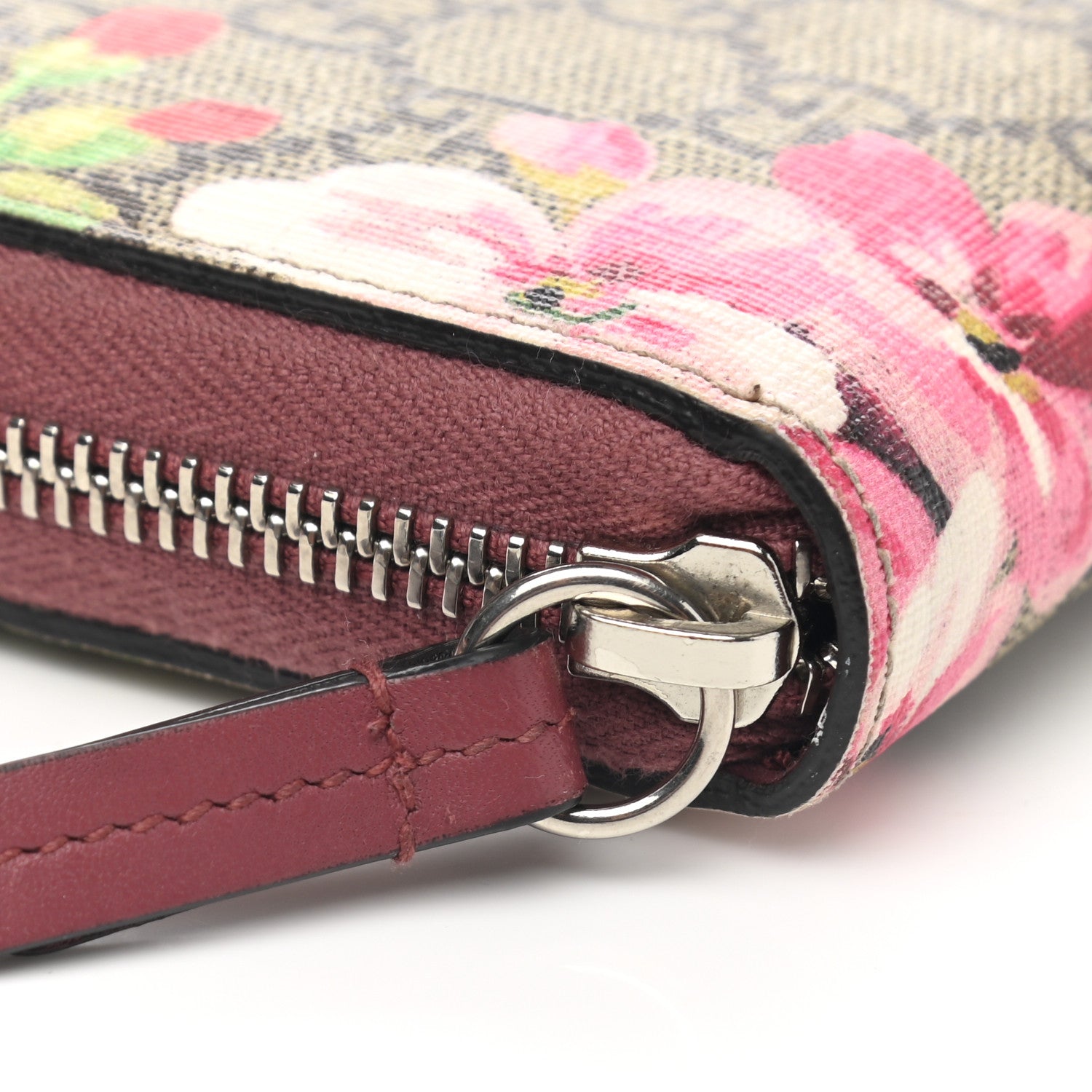 Gucci GG Supreme Monogram Blooms Zip Around Wallet Beige Multicolor Dry Rose 11 of 12