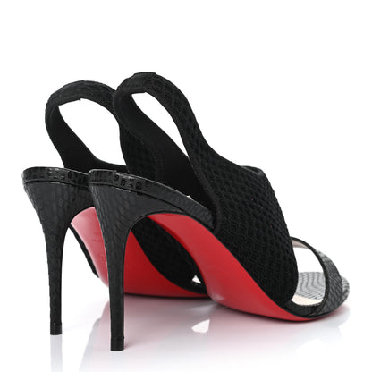 Christian Louboutin Calfskin Mesh Snakeskin Embossed Georgette 85 Sandals 39 Black 3 of 4