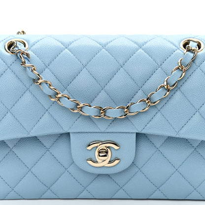Chanel Caviar Quilted Small Double Flap Light Blue 8 of 10