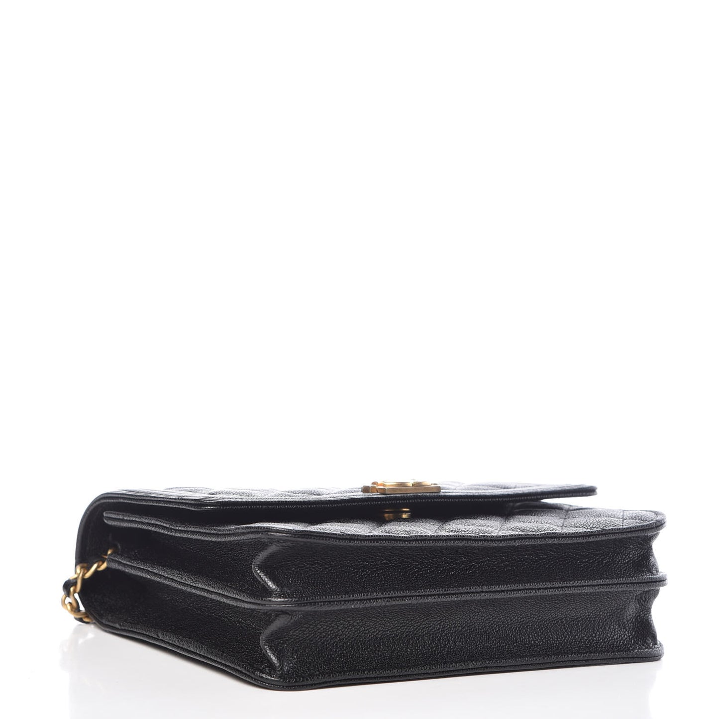 Caviar Quilted Boy Square Wallet on Chain WOC Black