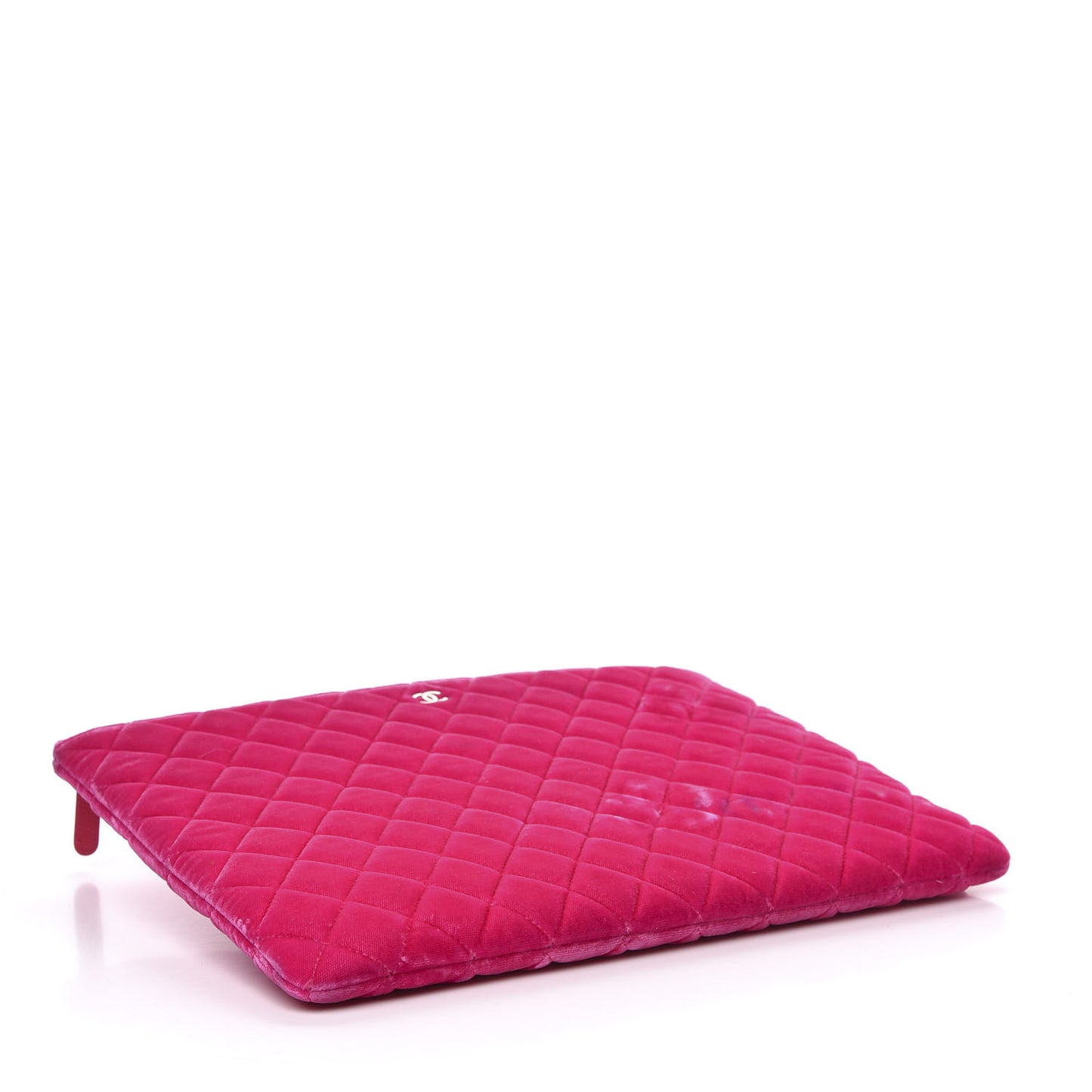 Velvet Quilted Large Cosmetic Case Fuchsia