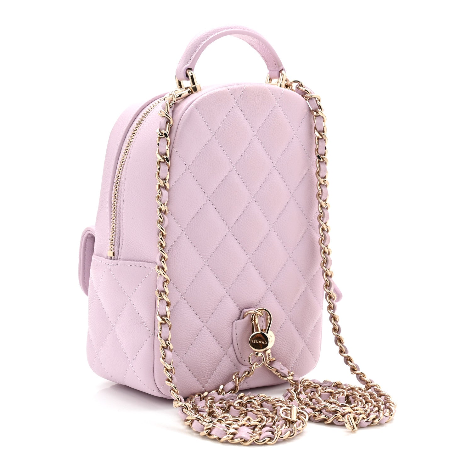 Chanel Caviar Quilted CC Mini Classic Backpack Light Purple 3 of 11