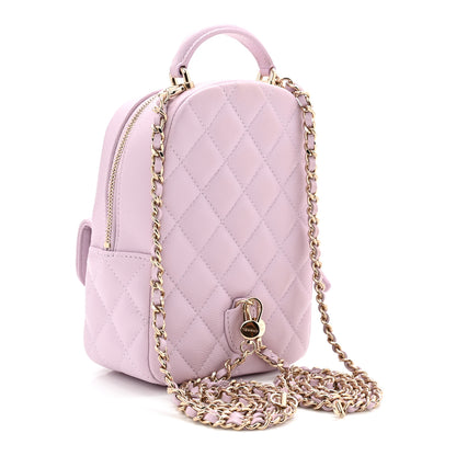Chanel Caviar Quilted CC Mini Classic Backpack Light Purple 3 of 11