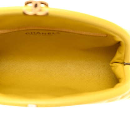 Chanel Lambskin Chevron Quilted Timeless Clutch Yellow 5 of 7
