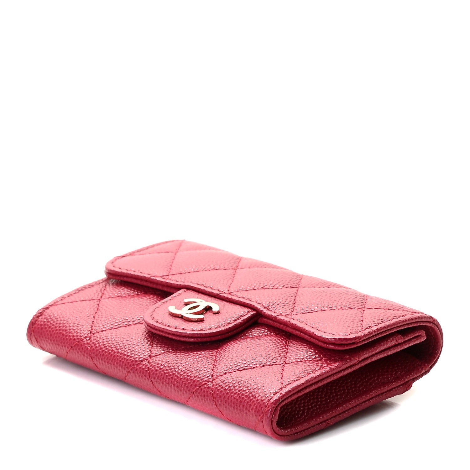 Chanel Caviar Quilted Flap Card Holder Wallet Dark Pink 5 of 8