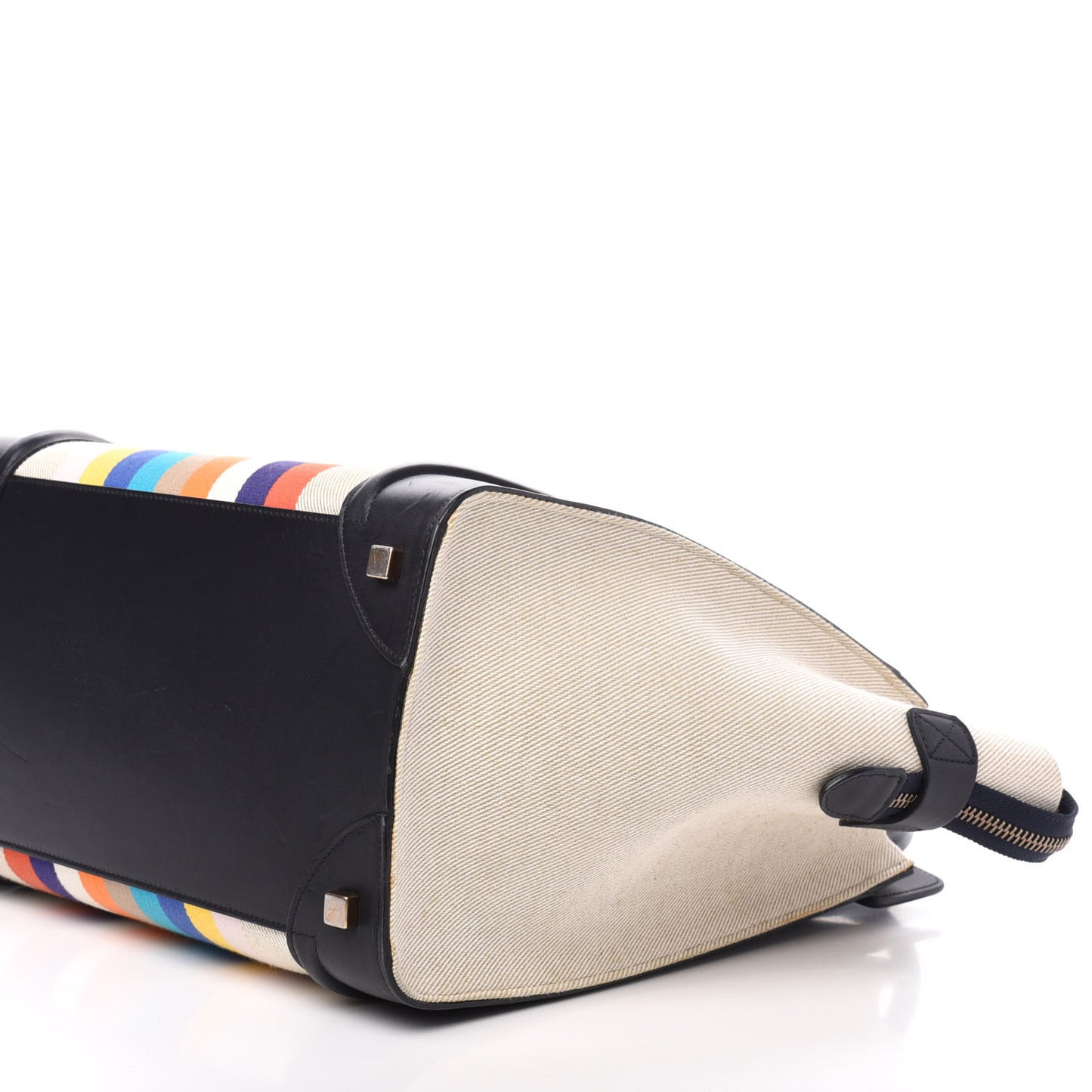 Smooth Calfskin Striped Canvas Mini Luggage Multicolor