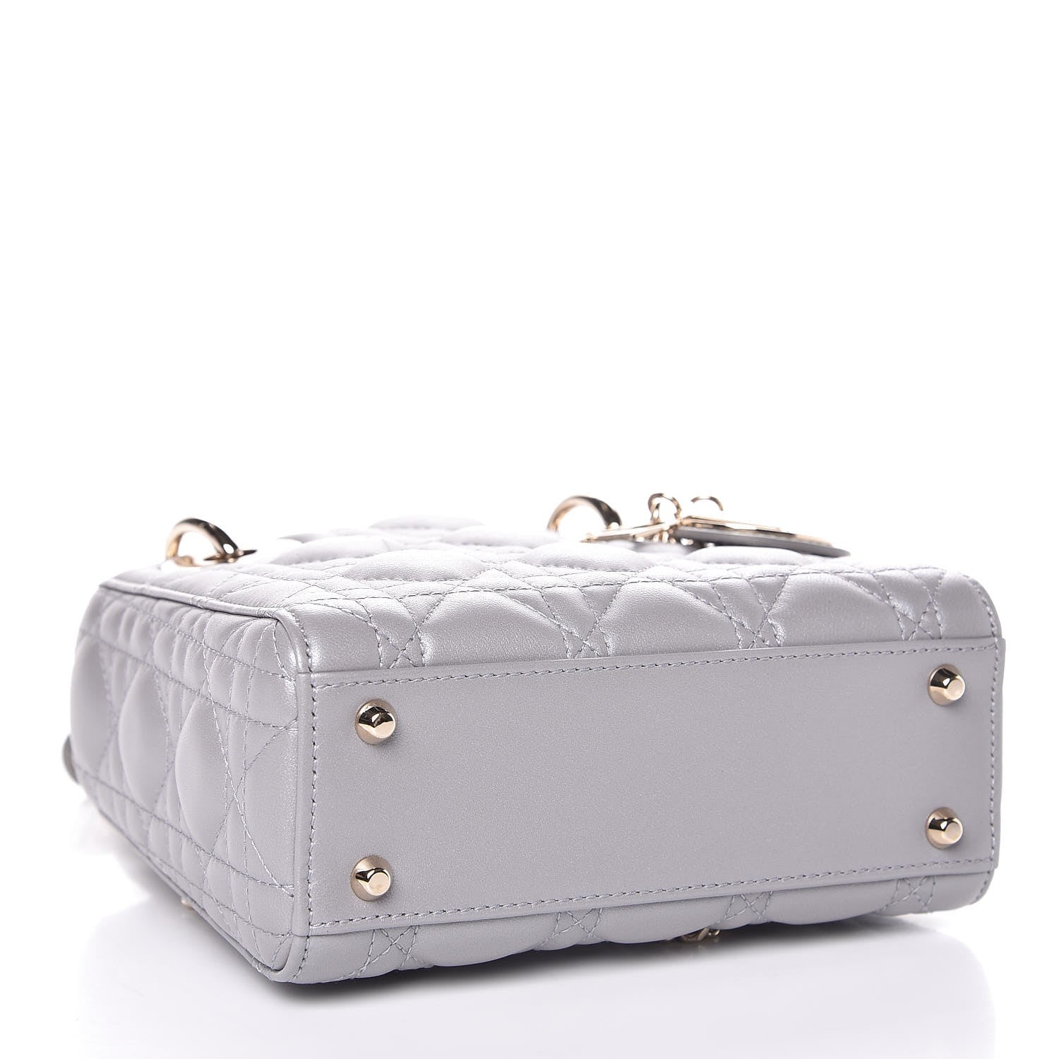Christian Dior Metallic Lambskin Cannage Mini Lady Dior Grey 4 of 8