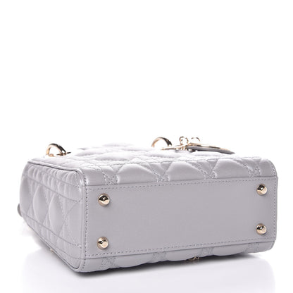Christian Dior Metallic Lambskin Cannage Mini Lady Dior Grey 4 of 8