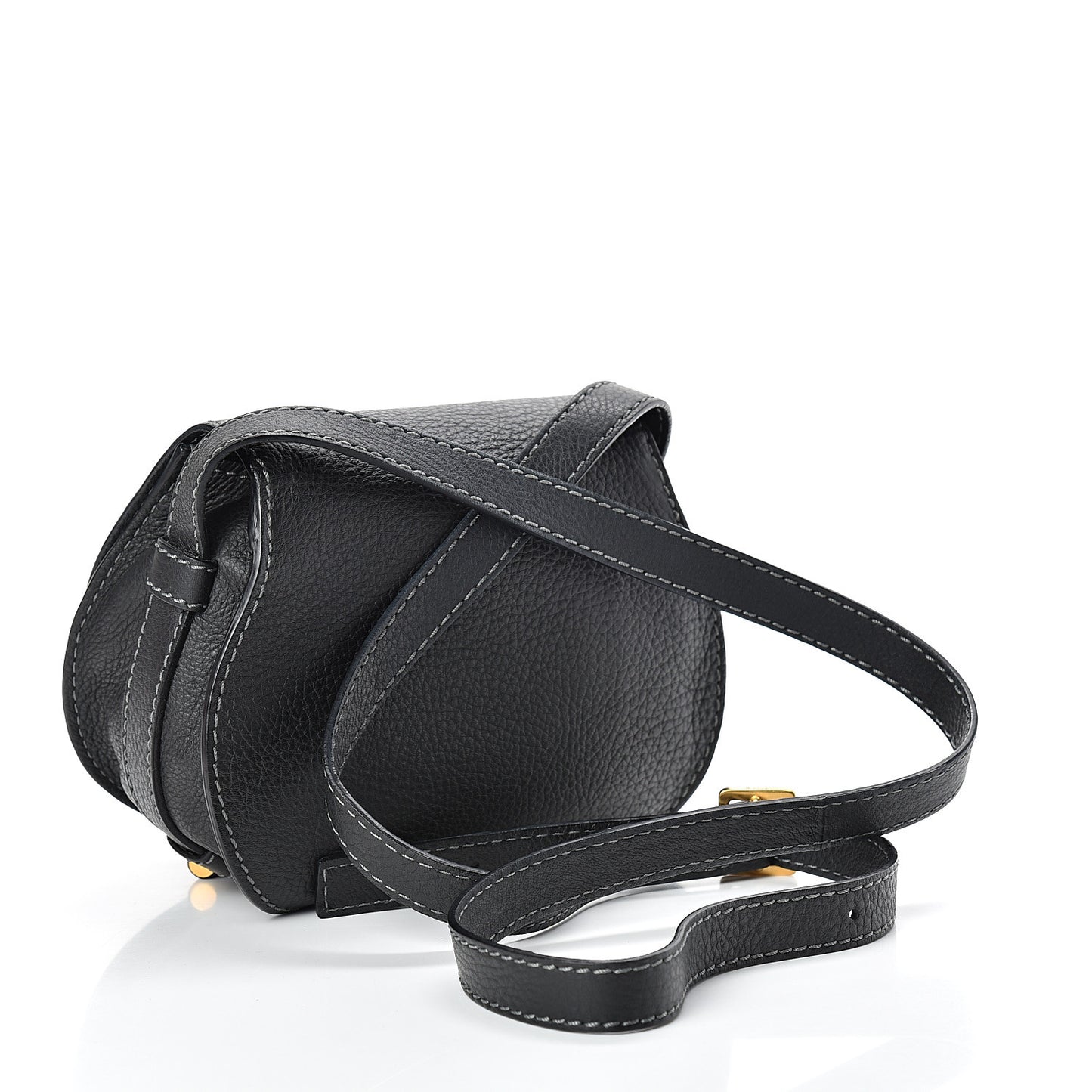 Calfskin Mini Marcie Round Crossbody Bag Black