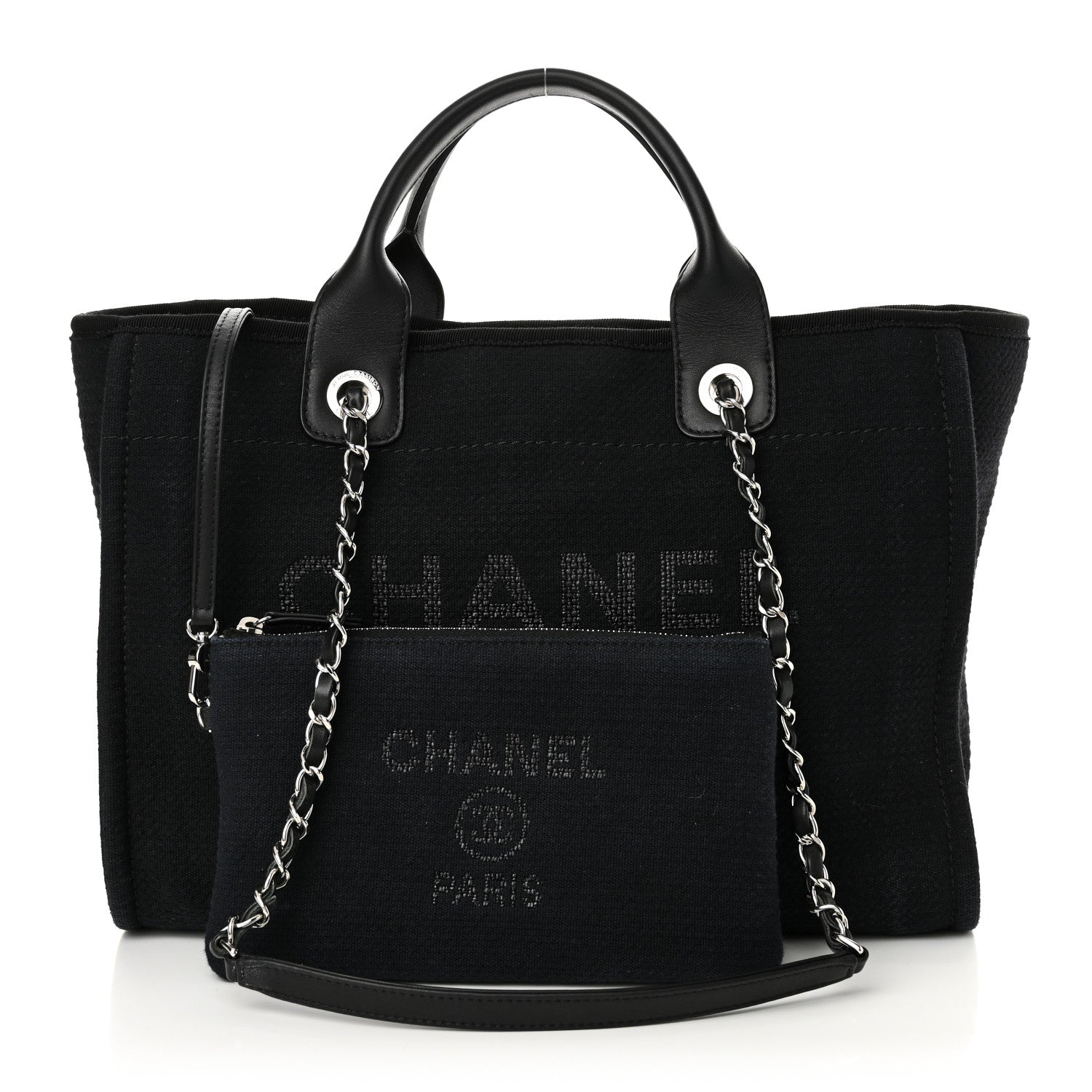 Chanel Mixed Fibers Small Deauville Tote Navy Blue 2 of 10