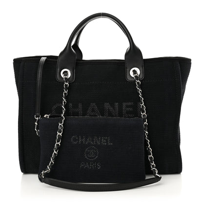 Chanel Mixed Fibers Small Deauville Tote Navy Blue 2 of 10