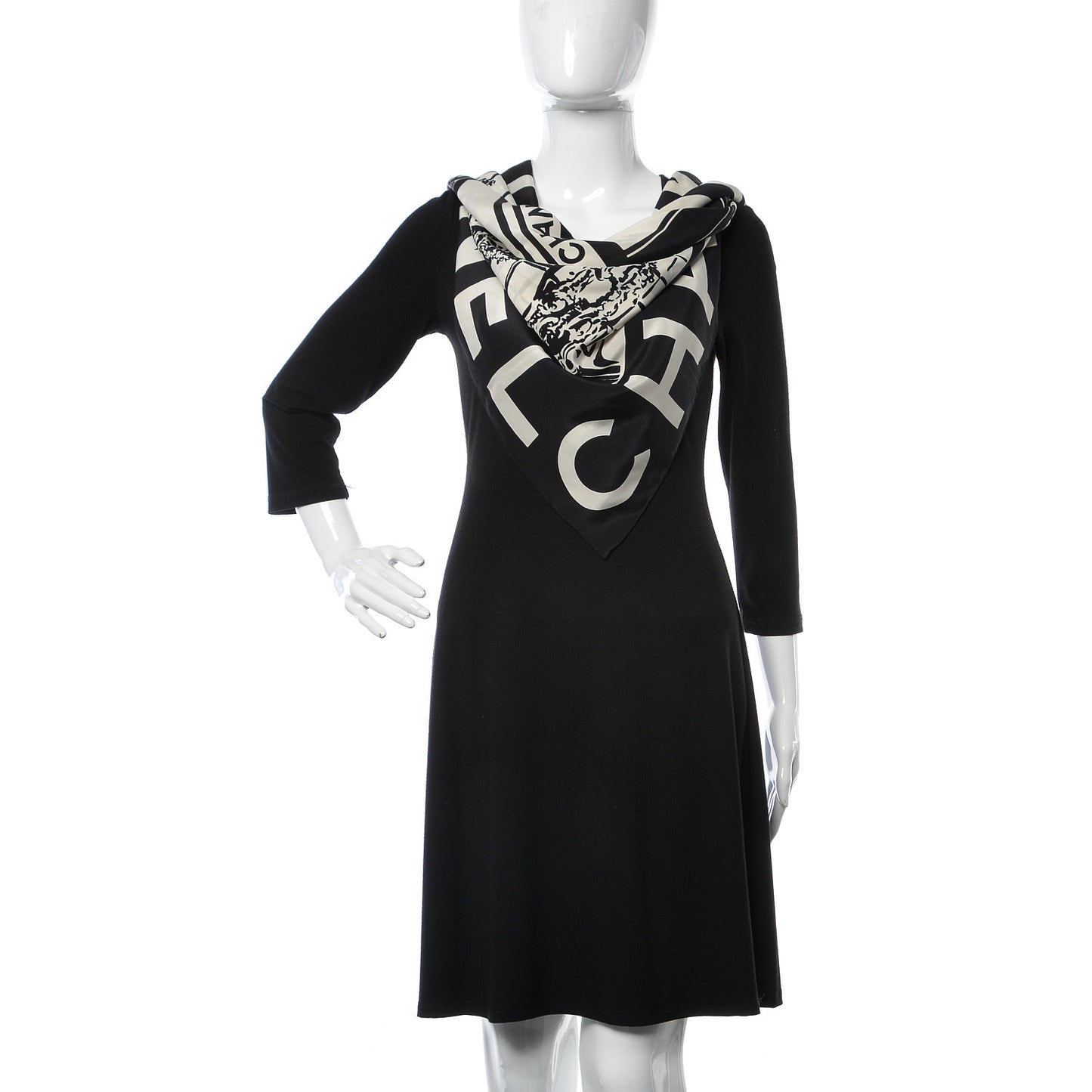 Silk Scarf CC Logo White Black