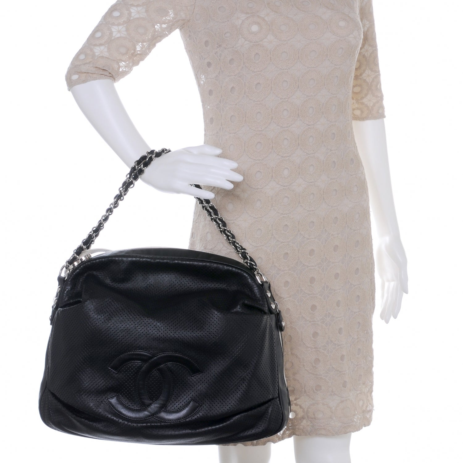 Chanel Perforated Baseball Spirit Ligne Hobo Black 2 of 9