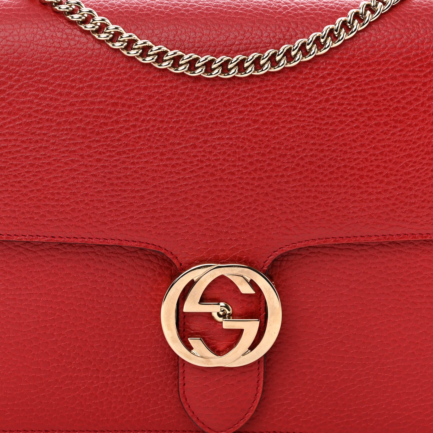 Gucci Dollar Calfskin Interlocking G Shoulder Bag Red 7 of 9