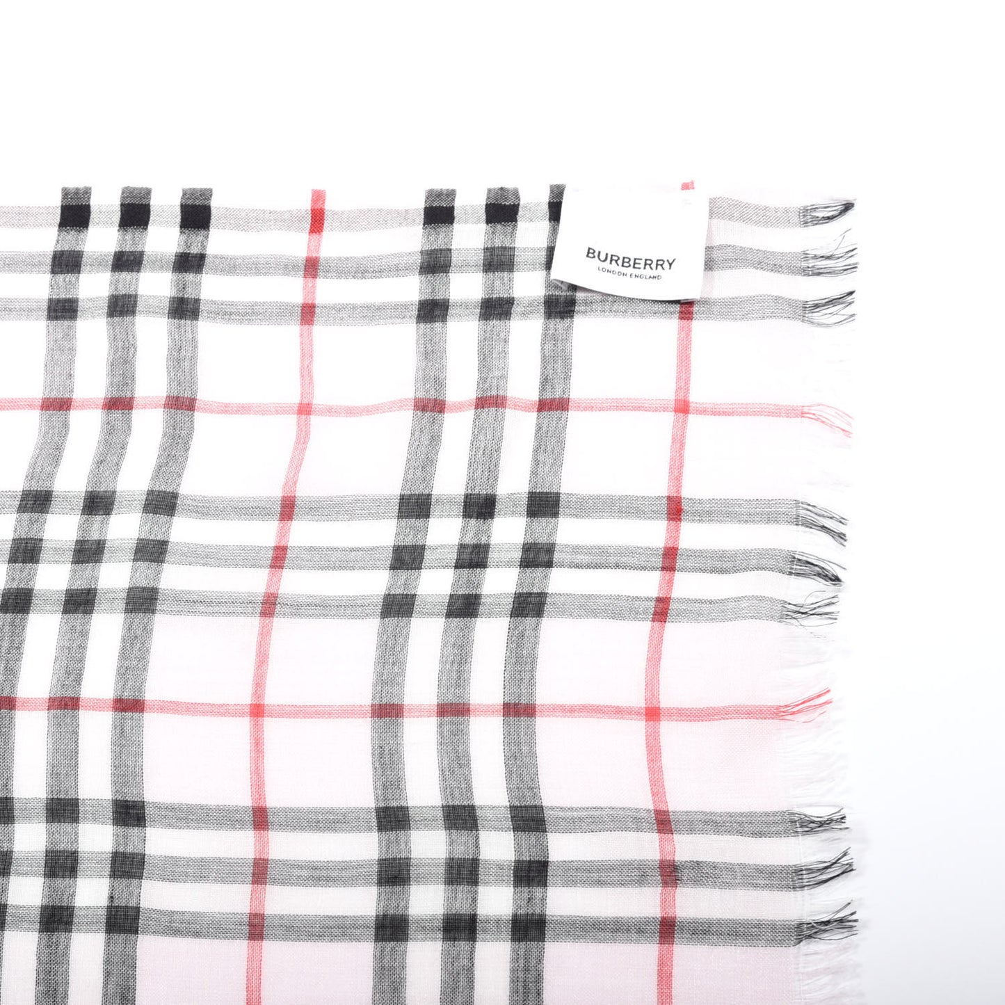 Wool Silk Gauze Vintage Check Scarf Alabaster Pink