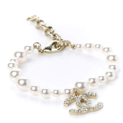 Chanel Pearl Crystal CC Bracelet Gold 1 of 5
