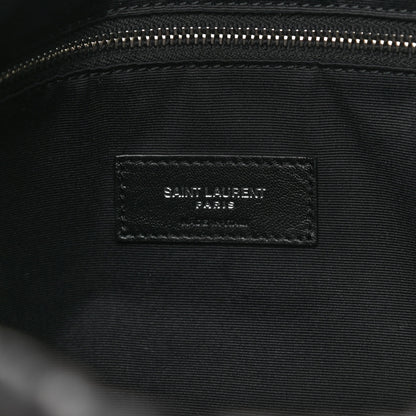 Saint Laurent Linen Lambskin Checkered Teddy Drawstring Bag Black White 6 of 10