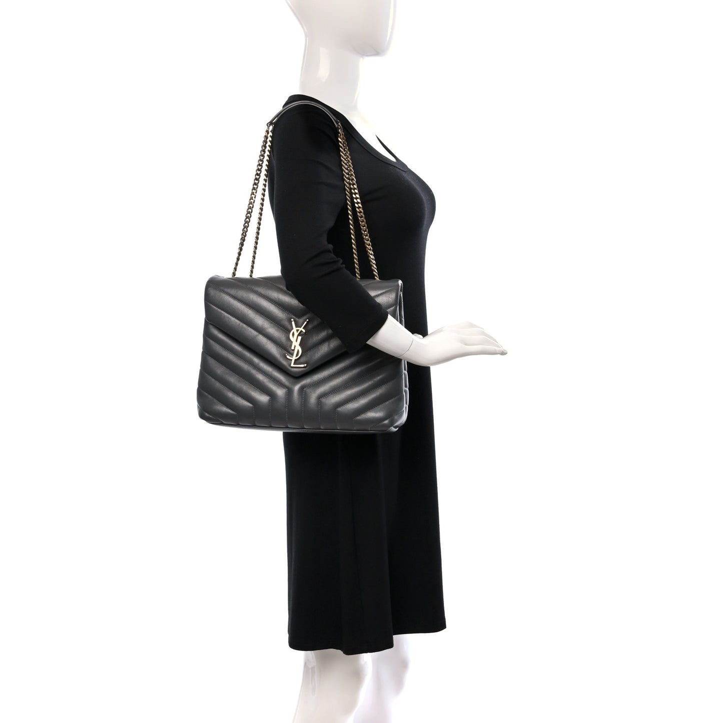 Calfskin Y Quilted Monogram Medium Loulou Chain Satchel Earth