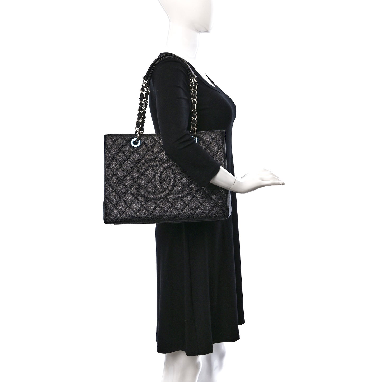 Caviar Quilted Grand Shopping Tote GST Black