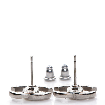 Chanel Crystal Textured CC Earrings Silver Grey 4 of 4