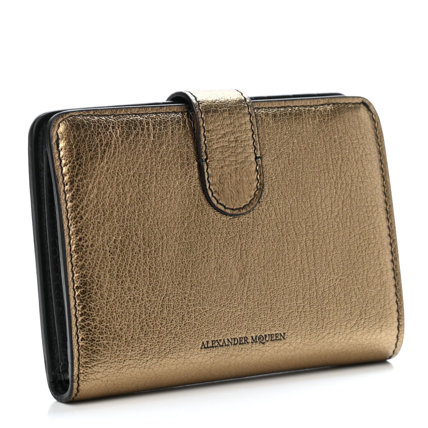 Alexander McQueen Metallic Calfskin Skull French Wallet Gold 2 of 4
