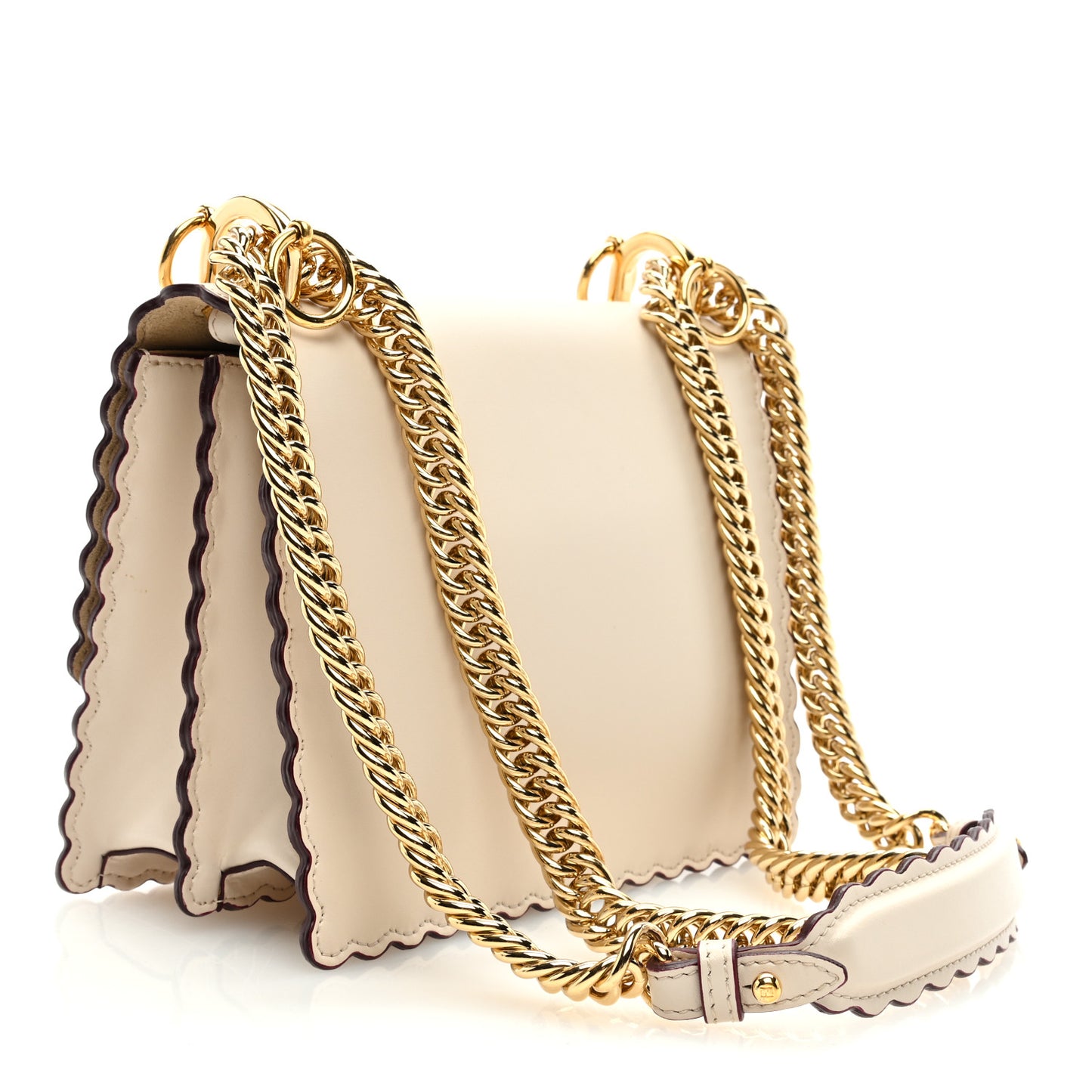 Vitello Liberty Scalloped Studded Small Kan I Shoulder Bag Camelia