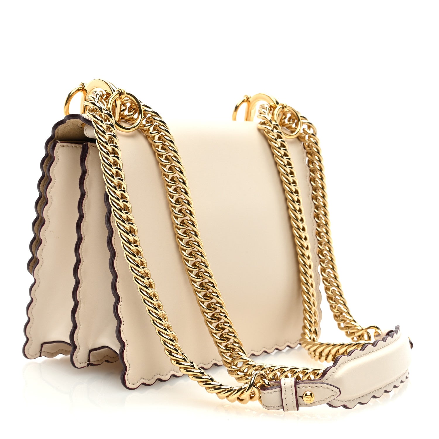Fendi Vitello Liberty Scalloped Studded Small Kan I Shoulder Bag Camelia 3 of 8