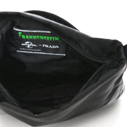 Prada X UNIVERSAL STUDIOS Tessuto Nylon Montagna Frankenstein Heart Small Crossbody Bag Black Smeraldo 5 of 14