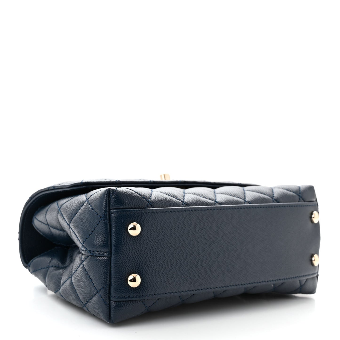 Caviar Quilted Lizard Embossed Mini Coco Handle Flap Navy Blue