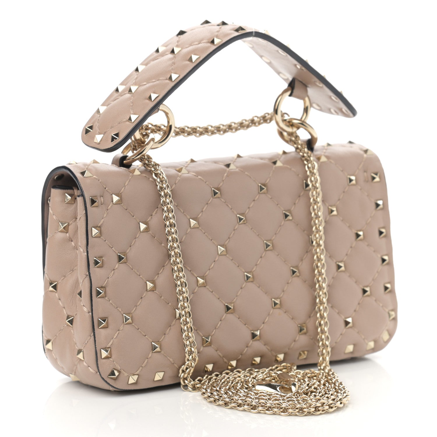 Valentino Garavani Nappa Small Rockstud Spike Shoulder Bag Poudre 3 of 10