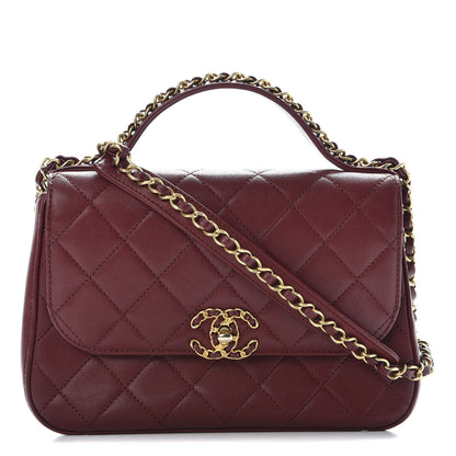Chanel Lambskin Quilted Chain Infinity Top Handle Flap Burgundy 1 of 8