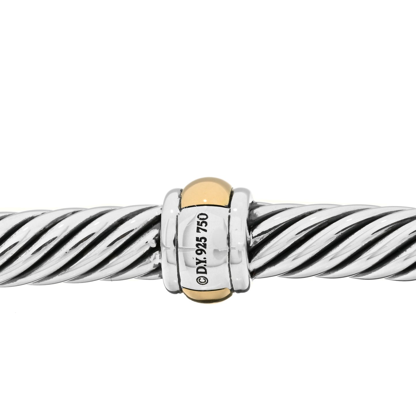 Sterling Silver 18K Yellow Gold 4mm Station Cable Bracelet