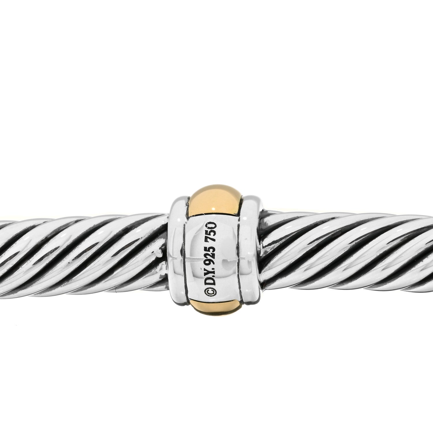 David Yurman Sterling Silver 18K Yellow Gold 4mm Station Cable Bracelet 3 of 4