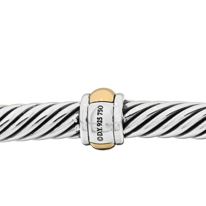 David Yurman Sterling Silver 18K Yellow Gold 4mm Station Cable Bracelet 3 of 4