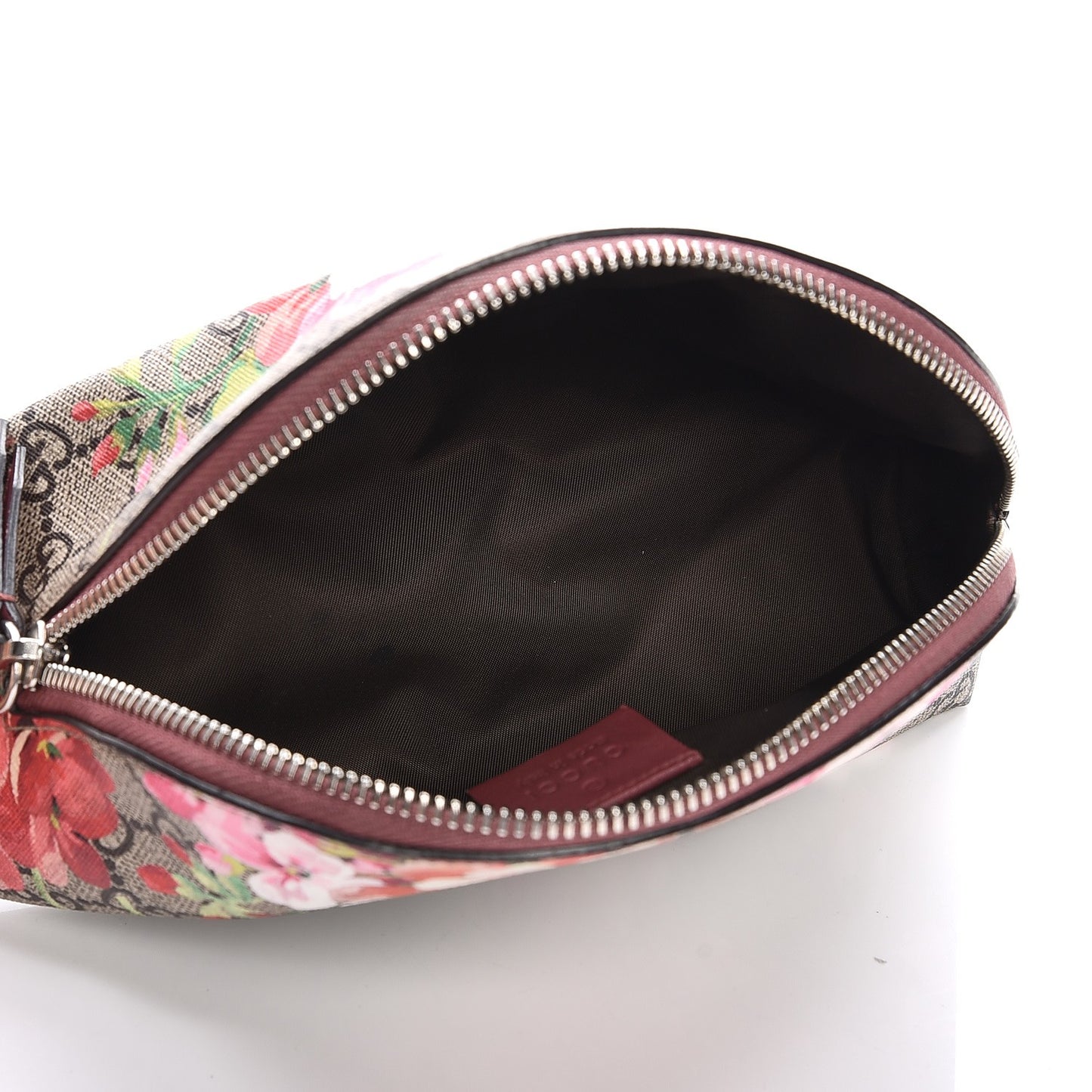 GG Supreme Monogram Blooms Large Pouch Cosmetic Case Beige Multicolor Dry Rose