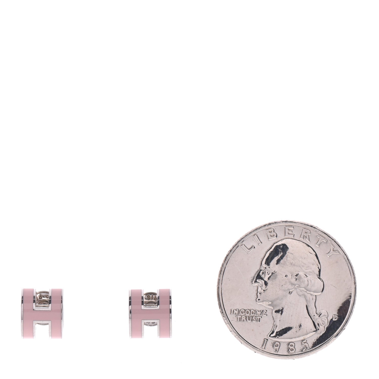 Hermes Palladium Lacquered Mini Pop H Earrings Rose Dragee 2 of 6