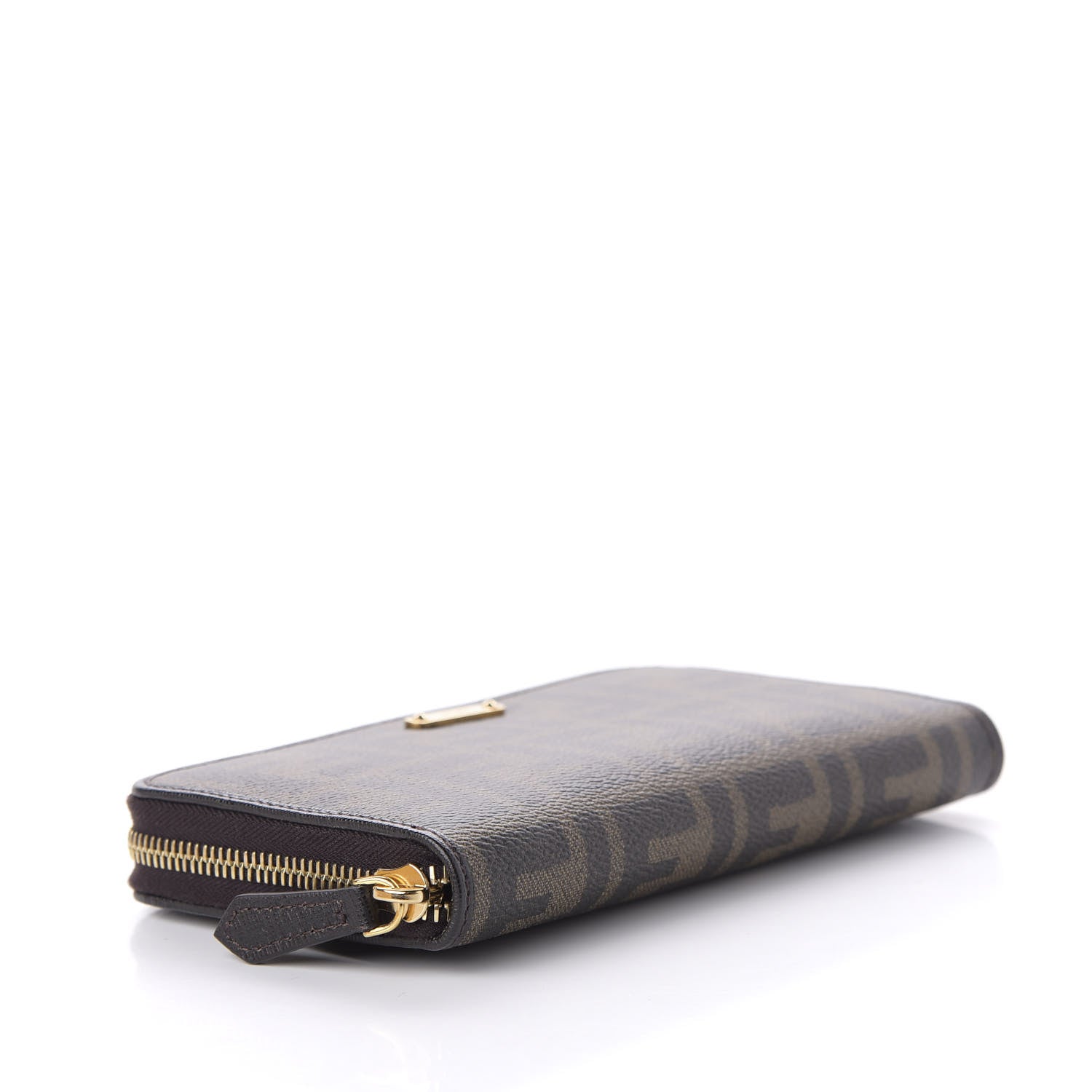Fendi Zucca Spalmati Vitello Elite Zip Around Wallet Tobacco Ebano 4 of 7