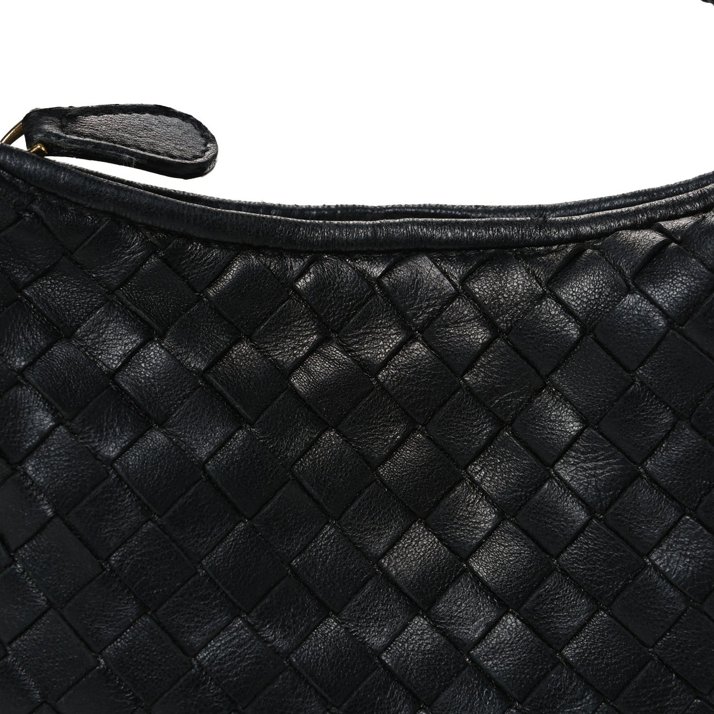 Nappa Intrecciato Pleated Mini Veneta Hobo Black