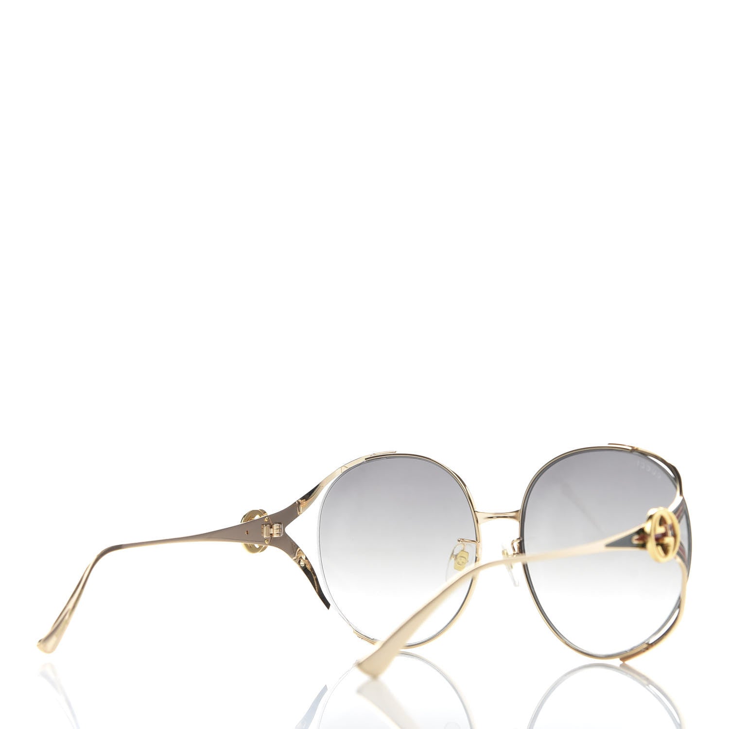 Gucci Metal Oversized Round Frame GG0225S Sunglasses Gold 4 of 8