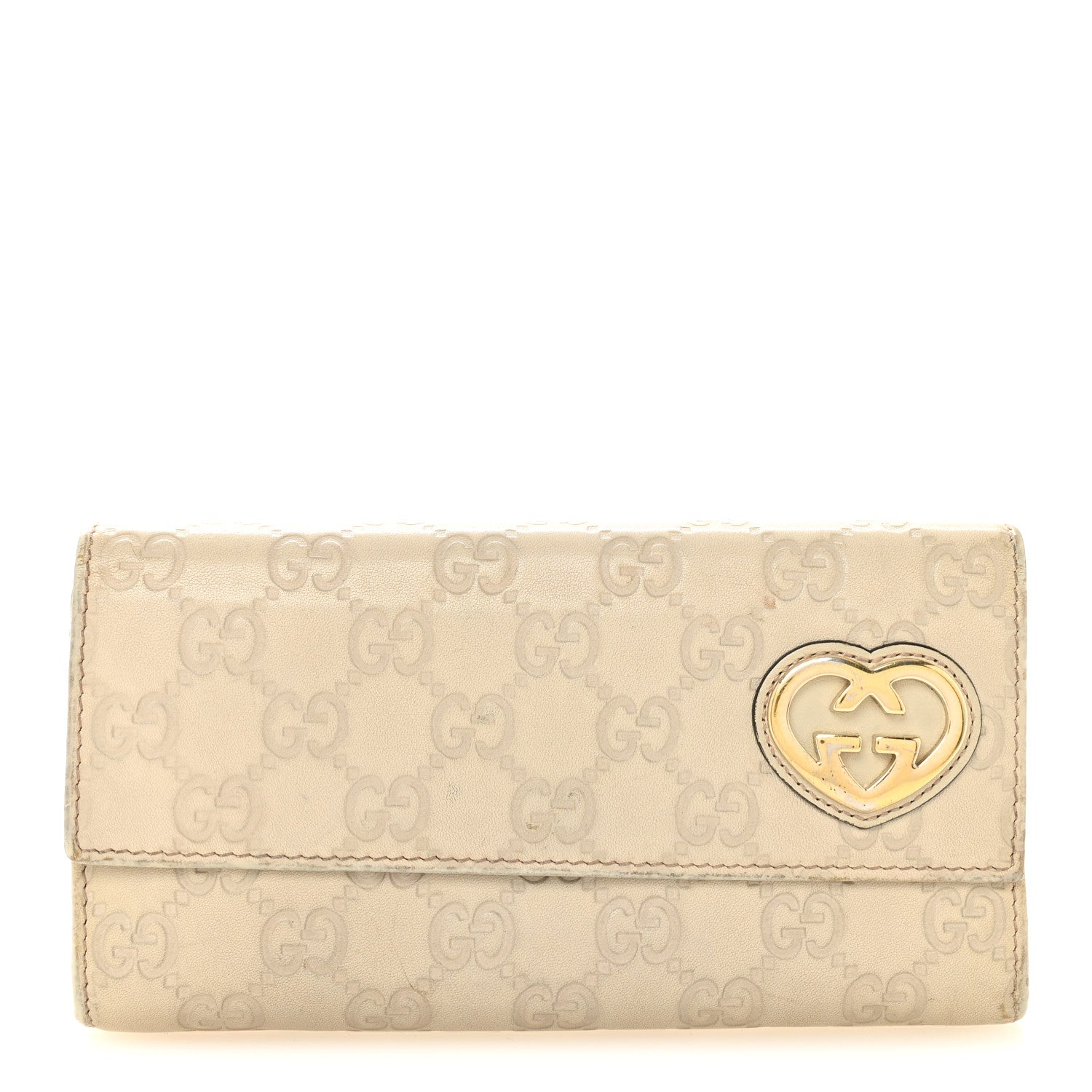 Gucci Shangai Calfskin Lovely Heart Continental Wallet Off White 1 of 10