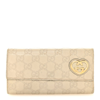 Gucci Shangai Calfskin Lovely Heart Continental Wallet Off White 1 of 10
