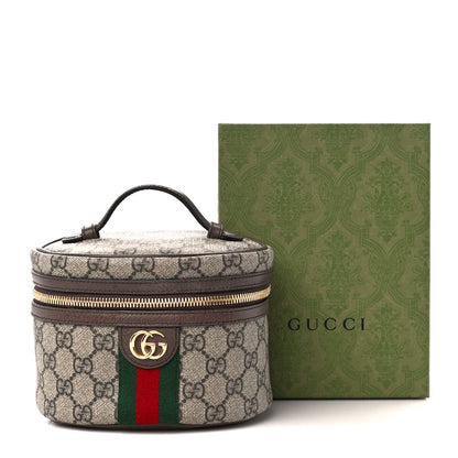 Gucci GG Supreme Monogram Textured Calfskin Web Ophidia Vanity Cosmetic Case Beige Ebony New Acero 13 of 13